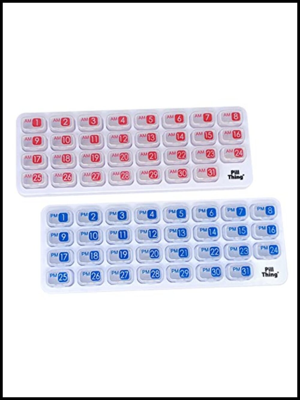 31 Day AM/PM Monthly Pill Organizer Tray with 62 Removable Daily Pods